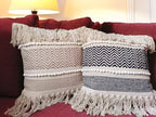 Generic Handmade (Design 1, Pack of 1) Macrame Boho Cotton Pillow Case, 18 x 18 inches, Canvas Fabric, Back Zipper, for Sofa, Bed, Living Room, Bedroom