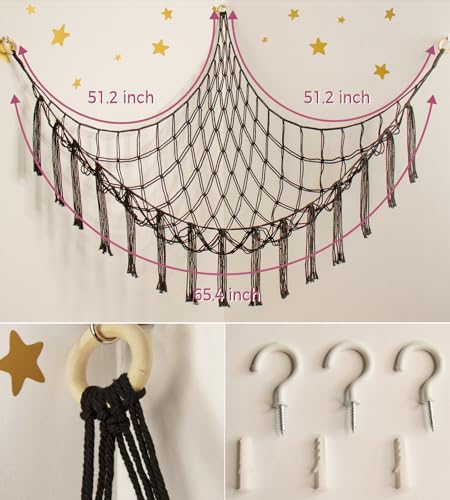 mirolam Stuffed Animal Storage Hammock Net - Toy Hammock Net for Stuffed Animals Corner - Hanging Stuff Animal Organizer Holder Large Organization Boys Room Decor - color: Black, size: XL Large(51L"*51H"*65"W)