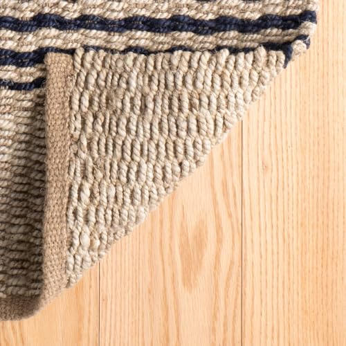 Dash & Albert Jute Ticking Indigo Handwoven Rug, 7.5 X 9.5 Feet, Blue Stripe Pattern - color: Jute Ticking Indigo, size: 7'6" x 9'6" (Rectangular)