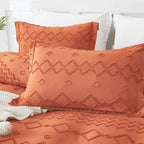 EMME Boho Duvet Cover Twin Size Pumpkin - 2 Pieces Soft & Breathable Tufted Boho Shabby Chic Embroidery Bedding Set for All Seasons, 1 Duvet Cover with 1 Pillow Shams & Zipper Closure (Pumpkin, Twin) - color: 23 - Pumpkin, size: Twin(68"×90")