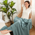 EMME Cotton Throw Blanket for Couch Soft Muslin Blankets 50"x60" Lightweight Breathable Blanket All Season Gauze Blanket, Teal - color: 01 - Teal, size: Throw (50" x 60")