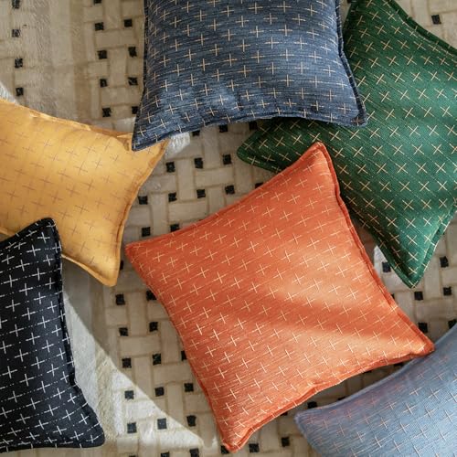 MANDIOO Pack of 2 Burlap Linen Throw Pillow Covers Woven Textured Modern Farmhouse Cushion Covers Pillowcase Decorative Couch Sofa Bed Living Room 20 x 20 Inch Black - color: Black, size: 20" x 20" (Pack of 2)