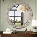 Kelly Miller 36" Large Round Jeweled Wall Mirror, Luxury Diamond Beveled Decorative Mirror for Bedroom Living Room Bathroom Hallway Entryway Fireplace - size: 36"L x 36"W