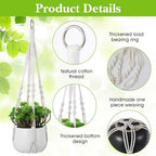 White Macrame Plant Hanger Set, 2 Pack Boho Hanging Plant Holder, Plants Hanger for Indoor Outdoor Home Decoration, 21 Inchs Braided Cotton Hanging Planters for Indoor Plants, No Tassels