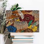 Boho Feather Fringe Art Wall Art Decor Framed 18x12 Inch, Wall Decor Poster for Bedroom Living Room Office Decor (Wooden Inner Frame) - size: 18"L x 12"W