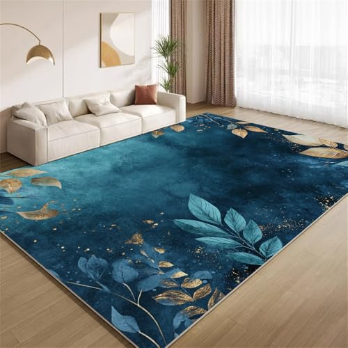 Boho Vintage Plants Rug 6x9 Large Area Rugs Modern Blue Plant Leaves Rugs Soft Faux Wool Washable Non Slip Carpet for Teens Boys Girls Kids Room Living Room Bedroom Entry Floor Mats - color: Style-1, size: 6'x9'/(72"W x 108"L)
