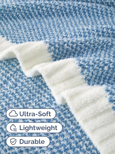 Blue Throw Blanket - Super Soft Throw for Couch, Bed, Sofa, Chair - Lightweight, Warm, Double Sided Knit - All Season Cozy, Fuzzy, Anti-Static Microplush Blanket for Women, Bedroom, Home Decor, 50x60 - color: 02 - Heathered Blue