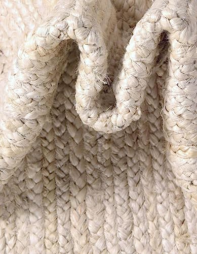 Unique Loom Braided Jute Collection Area Rug - Dhaka (1' 2" x 10' Table Runner, White) - color: White, size: 1'2" x 10' (Table Runner)