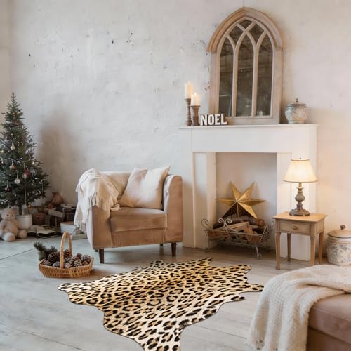BENRON Premium Leopard Rugs for Living Room Bedroom, Non-Slip Throw Rug for Home Decor, Faux Cheetah Print Animal Skin Carpets, Black and Brown, 2.3 x 3.6 ft - color: Yellow/Black, size: 2'4" x 3'7" (Irregular)