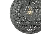 JONATHAN Y 16" Grey/Black Modern Bohemian Woven LED Pendant Light, Adjustable Hanging Ceiling Lamp for Kitchen Island Dining Room, Paper Wicker Shade, Bulb Included (JYL6503D) - color: Gray