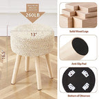 Cpintltr Footstool Ottoman Round Natural Seagrass Foot Stool Pouf Ottomans with Solid Wood Legs Hand Weave Footrest Step Stool for Living Room Bedroom Balcony Garden Natural - color: Natural