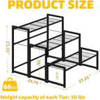 Simple Trending 3 Tier Metal Plant Stand Outdoor Indoor Waterproof, Stackable Heavy Duty Tall Plant Shelf Flower Pot Holder for Garden, Display Rack, Black