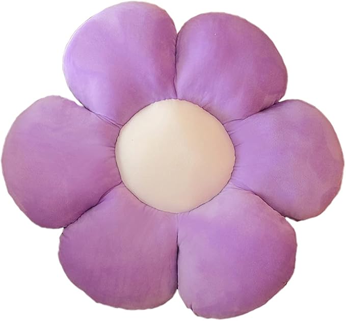 lannery Flower Plush Throw Pillows, Flower Floor Pillow Seating Cushion Toy for Reading, Room, Watching TV (19.7", Purple)