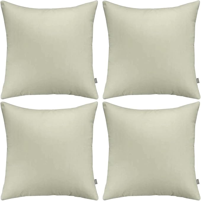Thmyo 4-Pack 100% Cotton Comfortable Solid Decorative Throw Pillow Case Square Cushion Cover Pillowcase Sublimation Blank Pillow Covers DIY Throw Pillowcase for Sofa Bedroom(20x20 inch/ 50x50cm,Beige)