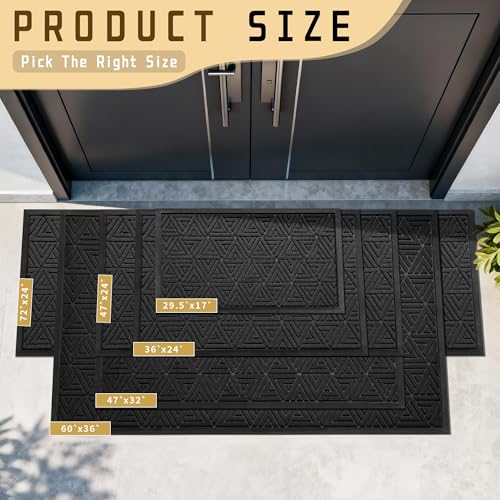 Yimobra Large Door Mat 36x24, All-Weather Waterproof Non-Slip Welcome Matt Outdoor, Heavy Duty Non Slip Doormat for Entryway for Patio and Garage Indoor, Easy Clean, Black - color: Black, size: 36x24 Inch