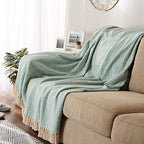 DII Diamond Stitch Woven Throw, Organic Modern, 50 x 60, Aqua - color: Aqua