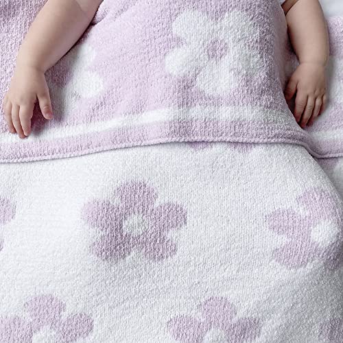 Living Textiles Purple Flower Chenille Soft Baby Blanket Reversible Premium Cozy Fabric for Best Comfort - Infant, Toddler, Newborn, Swaddle, Nursery, Girl, Unisex, Throw, Crib, Stroller, Gift 40x30in - color: Purple Flower