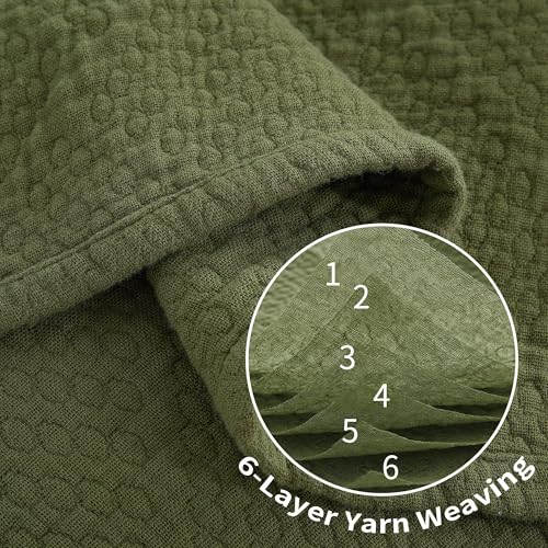 Premium 100% Cotton Blanket – All-Season Soft Breathable Bed Blanket for Throw Size – Lightweight Stylish Textured Throw for Bed– Giftable Cozy Bedding - color: Green, size: Throw (50"x60")