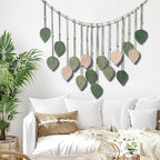 Winmist Glimpse Large Boho Macrame Wall Hanging-Leaf Tapestry Decor for Bedroom,Handcrafted Green Nature-Inspired Wall Art,Refreshing Space Background
