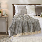 DII Diamond Stitch Woven Throw, Organic Modern, 50 x 60, Navy - color: Navy