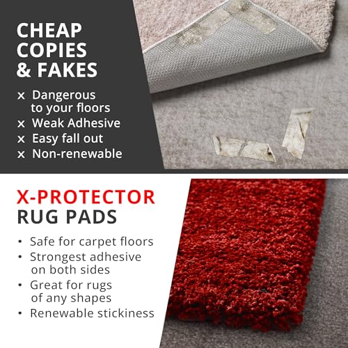 X-Protector Rug Tape for Carpet - 12 Pcs Set - White Anti-Slip & Anti-Curling Carpet Tape for Rugs - Premium Rug Pad Gripper - Ideal Carpet Corner Grippers to Keep Your Rugs & Make Corners Flat - size: 12 PCS, Triangle (Rug to Carpet)