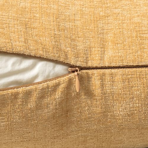 MIULEE Spring Home Decor Pack of 2 Couch Throw Pillow Covers 16x16 Inch Soft Beige Yellow Chenille Pillow Covers for Sofa Living Room Spring Home Decor Couch Solid Dyed Cases - color: Beige Yellow, size: 16" x 16" (Pack of 2)