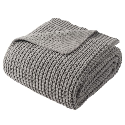 Bunnikins & Clover Grey Throw Blanket for Couch Bed Sofa, Waffle Knit Grey Blanket for Women Mothers Birthday Gifts, 60"x80" - color: Grey, size: 60"x80"