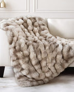 Ultra Soft Cozy Faux Fur Throw Blanket, Fuzzy Plush Thick Bubble Blanket, Oversize Luxury Fluffy Blanket for Couch, Bed, and Living Room, 60x80 Inches, Tie-Dye Light Taupe - color: Tie-dye Light Taupe, size: Twin