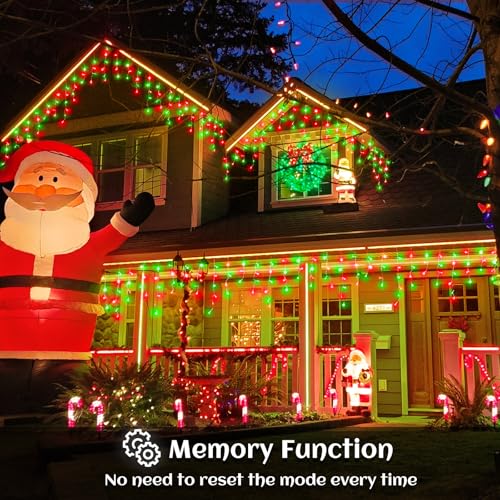 33ft Icicle Lights for Outside, Red and Green Christmas Lights Outdoor Indoor, 400 LED Twinkle String Lights with 75 Drops, Clear Wire Short Curtain Lights for Thanksgiving Room Home Wall Bedroom - color: Red and Green, size: 400LED/33ft