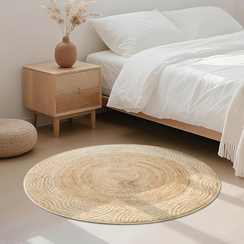 Asrug Imitation Jute Low Pile Round Rug Area Rug Washable Non-Slip Circle Rug Soft Plush Touch Circle Rugs Round for Kitchen Bathroom Living Bedroom Nursery, Carpet 3ft /36 inch/91 cm Brown - color: Brownline, size: 3ft