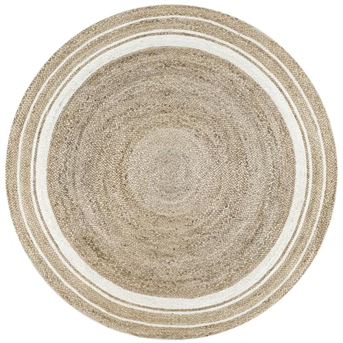 nuLOOM Rikki Coastal Braided Jute Area Rug, 4' Round, Off-white - color: Off White, size: 4' (Round)