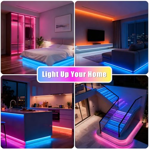 DAYBETTER Smart RGB Led Strip Lights, 150ft Led Lights for Bedroom with App Control, Multicolor Changing Led Light Strips Apply for Home Decor, Living Room, Kitchen, Home Party Decoration - size: 150 ft