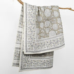 Levtex Home - Adare Taupe - Throw - Bordered Floral - Taupe, Grey and Cream -Quilted Throw (50x60in.) - Cotton - color: Taupe