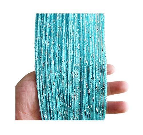 1x2 M Door String Curtain Rare Flat Silver Ribbon Thread Fringe Window Panel Room Divider Cute Strip Tassel for Wedding Coffee House Restaurant Parts, Blue - color: Blue