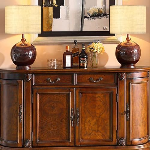 GO&SO Medium Drum Lamp Shades Set of 2 Woven Lampshades, 13" L x 13" H (E26 Spider),Farmhouse Lampshades for Table Lamp & Bedside Lamps, Replacement Lamp Shade In Hand Crafted,Easy Assembly Required - color: Hand-woven fabric, size: 13*13*10IN-2PC