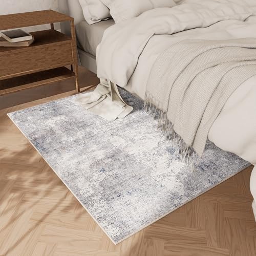 2x3 Washable Small Rugs for Entryway: Area Rug Non Slip Door Mat Indoor Entrance Soft Low Pile Throw Rugs for Inside Front Door Floor Bedroom Bedside Kitchen Nursery Kids Room Entry Home Office - color: Purple and Cream, size: 2' x 3' (Rectangular)