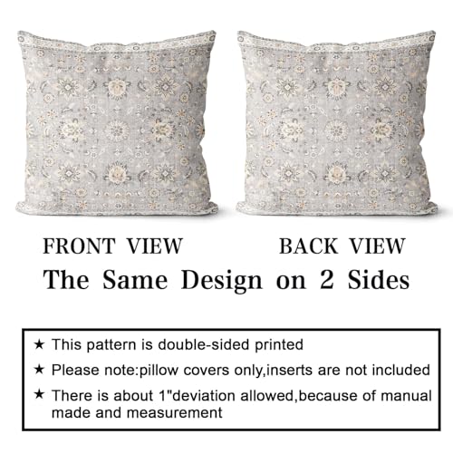 Snycler Boho Throw Pillow Covers Farmhouse Home Decor for Sofa Porch Patio Bed Room Outdoor，Set of 2，Bohemian Carpet Throw Pillows for Couch Decorative Pillow Cases，16x16inch,Grey - color: Floral-grey, size: 16" x 16" (Pack of 2)