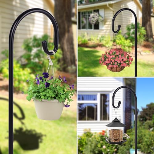 Ottsuls Bird Feeder Pole, 2 Pack 76 Inch Shepherds Hooks for Outdoor with 5 Prongs Adjustable for Hanging Lantern, Hummingbird Feeder, Plant,Garden Stake Plant Stand Hanger Weddings Décor - size: 76 INCH, style: B-2 Pack