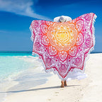 Large Microfiber Boho Mandala Beach Towel Round Bohemian Beach Blanket Hippie Indian Throw Blanket Beach Tapestry Sand Free Quick Dry Yoga Picnic Mat Wall Decor Circle Tablecloth Tassels,59'',Purple - color: Purple Mandala
