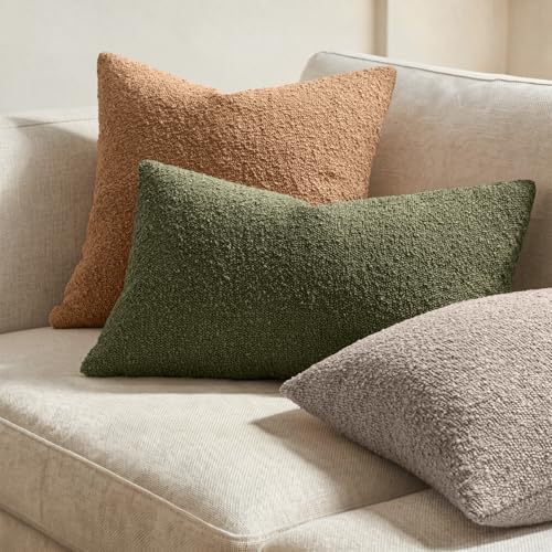 MIULEE 16x16 Inch Decorative Pillow Covers for Couch Bed Set of 2 Textured Boucle Neutral Throw Pillow Covers Brown Tobacco Accent Solid Vintage Pillowcases Sofa Living Room Home Decor - color: Tobacco, size: 16" x 16" (Pack of 2)