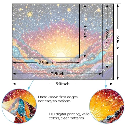 Spenlife Abstract Cosmic Sunrise Mountains Wall Tapestry, Trippy Galaxy Landscape Tapestries for Bedroom Decor, Artistic Tapestry 60x44 Inch - color: Blue Orange, size: 60"L x 44"W