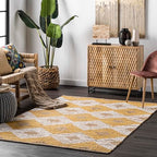 nuLOOM Hand Braided Marla Denim And Jute Diamonds Area Rug, 5x8, Yellow - color: Marla Yellow, size: 5' x 8' (Rectangular)