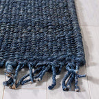 SAFAVIEH Natural Fiber Collection Runner Rug - 2'6" x 6', Navy, Handmade Boho Fringe Woven Jute, Ideal for High Traffic Areas in Living Room, Bedroom (NF368N) - color: Navy, size: 2'6" x 6' (Runner)
