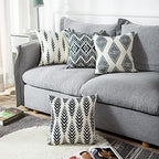 ArtSocket Set of 4 Throw Pillow Covers Ikat Tribal and Boho Bohemian Black Ethnic Herringbone for Ideas Decor Linen Outdoor Pillow Cases Home Decorative Square 18x18 Inches Pillowcases - size: 18" x 18" (Pack of 4)