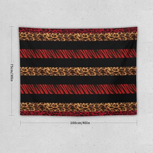 DDCBNS Red and Black Stripes Zebra Leopard Fur Print Wall Tapestry - Wild Animal Skin Texture Art for Bedroom Living Room Dorm Decor 40" x 30" - color: Animal Skin_2, size: 40"L x 30"W