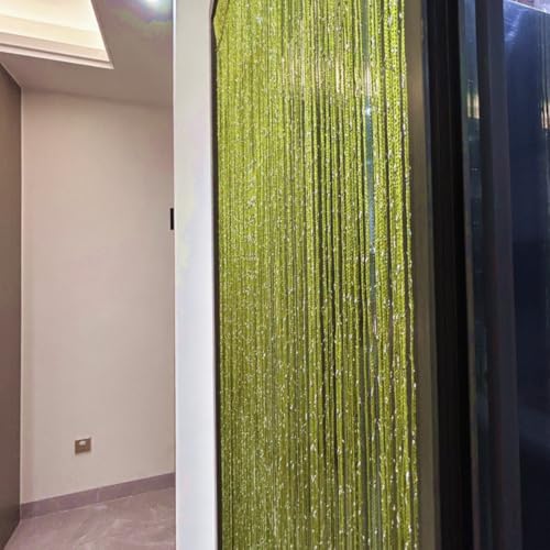 ave split Decorative Door String Curtain Wall Panel Fringe Window Room Divider Blind Divider Tassel Screen Home 100cm*200cm (Grass green18) - color: Grass Green18