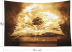 EMMTEEY Vintage Book Ceiling Tapestry 92.5X70.9 Inch - Knowledge Tree Living Room Wall Decor Dark Academia Witchy Backdrop for Study Room Office
