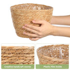 FOMIYES Woven Straw Flower Basket, Seagrass Planters Pot, Garden Plant Pot Containers Wicker Rattan Vase Sundries Organizer Storage Bins for Indoor Outdoor Plants - size: 25X19CM