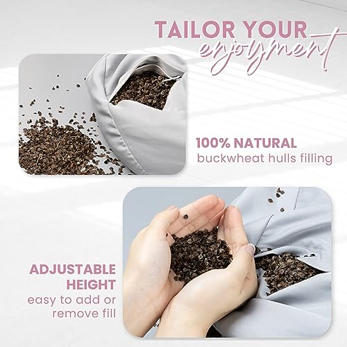 Yes4All Meditation Cushion, Floor Pillow Foam Zafu Buckwheat, Mandala Pattern Yoga Meditation Bolster Pillows, Floor Cushions - color: C. Ash Gray