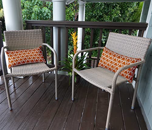 Indoor/Outdoor Polyester Fabric Lumbar Pillow Cover, All-Weather Waterproof Rectangular Cushion Case for Patio Furniture, 12 x 18 Set of 2 - Heart-25 - color: Orange2, size: 18" x 12" (Pack of 2)
